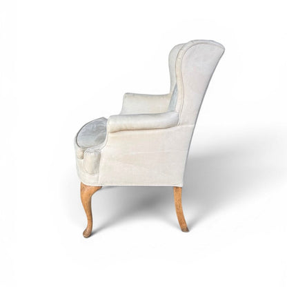 Suede Cream Wingback Chair