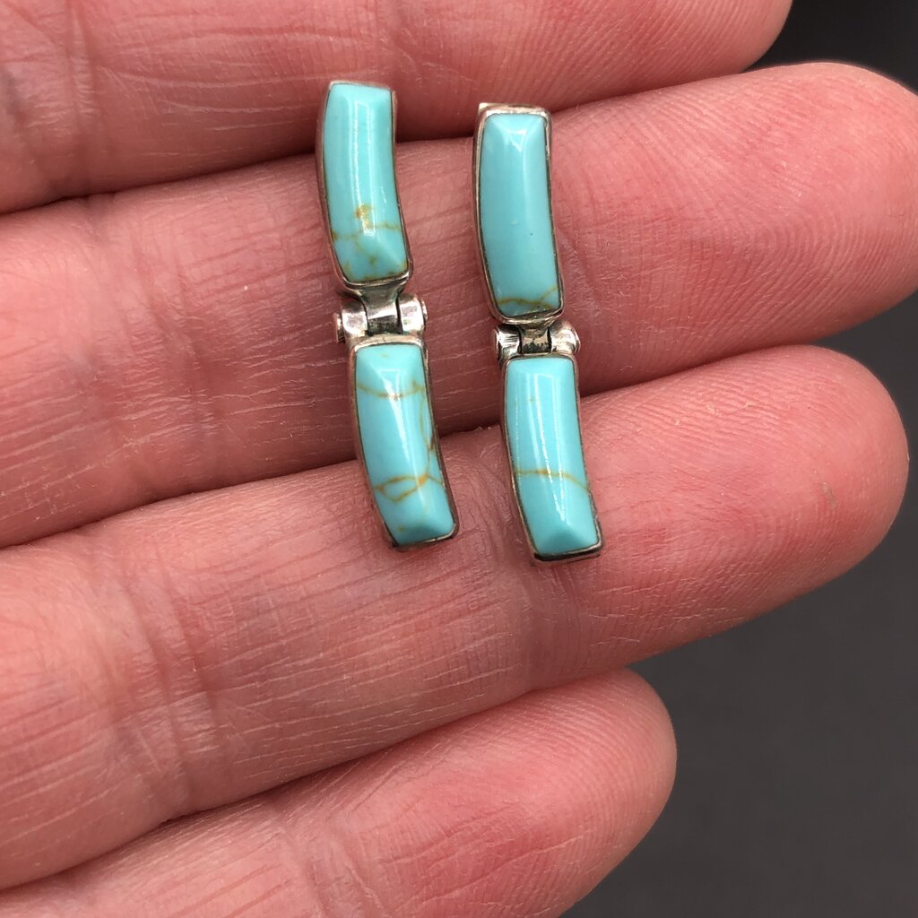 Taxco 950 Silver & Turquoise Pendant Necklace & Earring Set /b