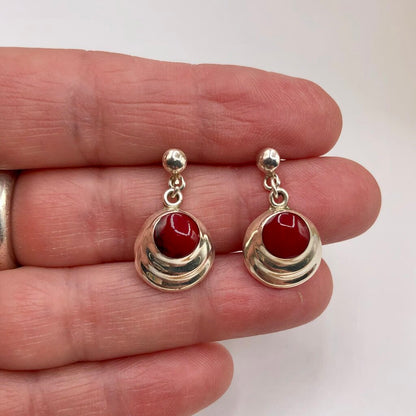 925 Sterling & Red Jasper Pendant & Earring Set /b