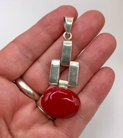 925 Sterling & Red Jasper Pendant & Earring Set /b