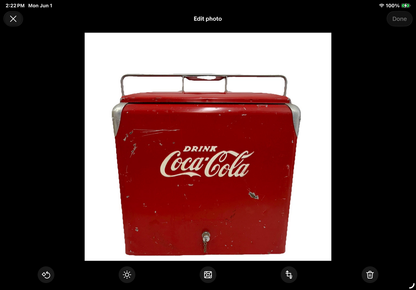 Vtg. Red Coca Cola Cooler with Tray /j