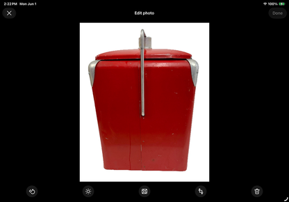 Vtg. Red Coca Cola Cooler with Tray /j