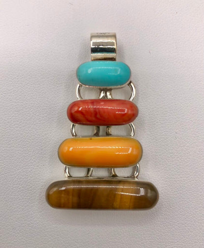 Stacked Tejano Mexico Pendant 925 Sterling Silver /b