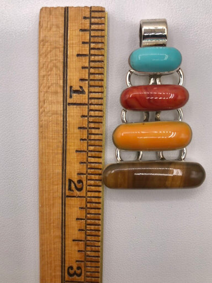 Stacked Tejano Mexico Pendant 925 Sterling Silver /b