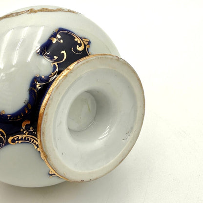 Cobalt Blue Hand Painted Gold Luster Nippon Style Urn Vase