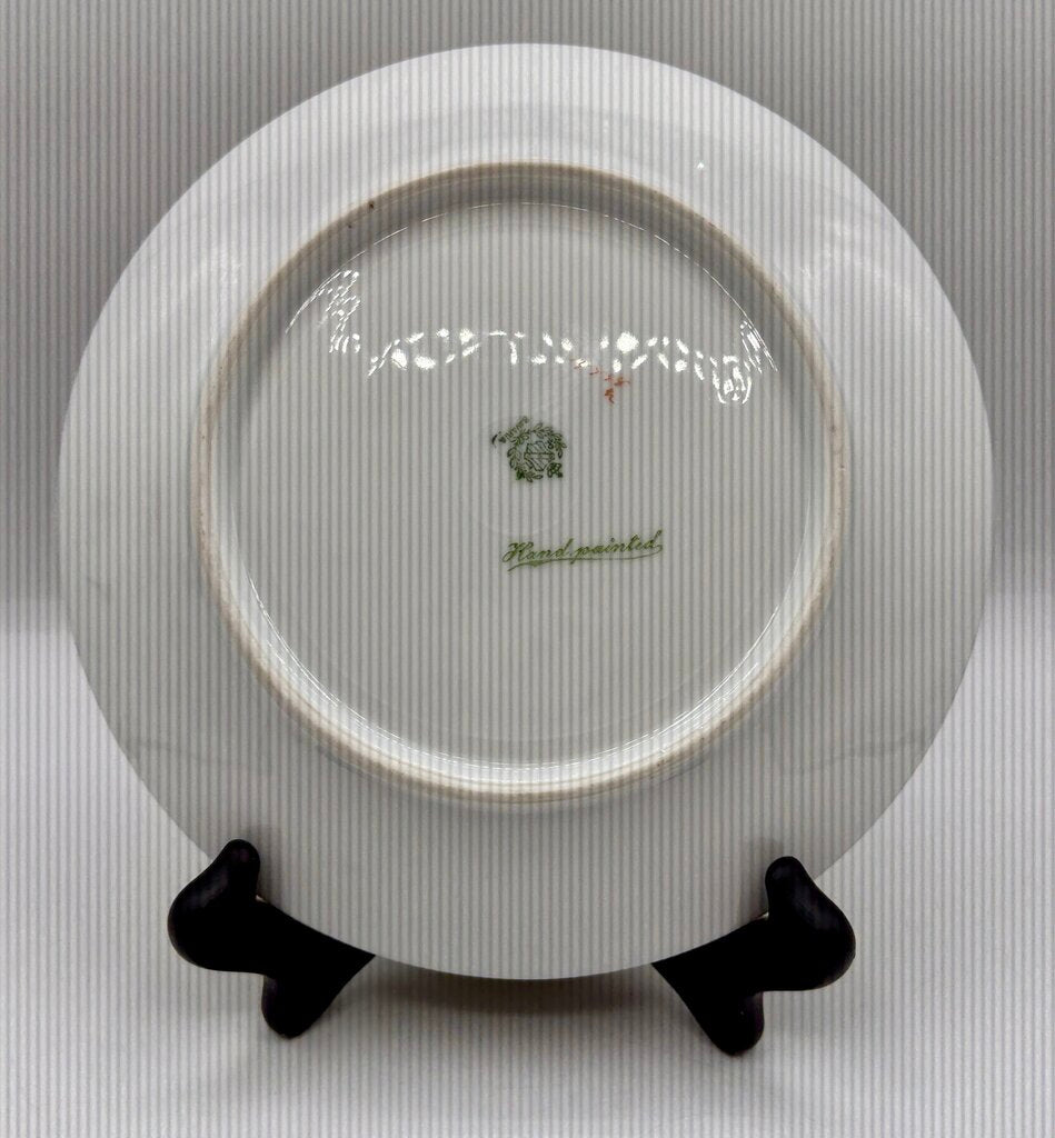Vtg. Tirschenreuth Bavaria Pink Roses Gold Trim Cabinet Plate Signed /j