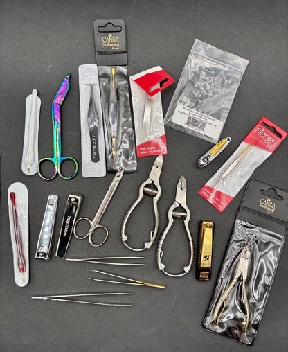 Lot Of 20 New & Used, Pedi, & Grooming Tools Clippers Tweezers Scissors Etc. /j