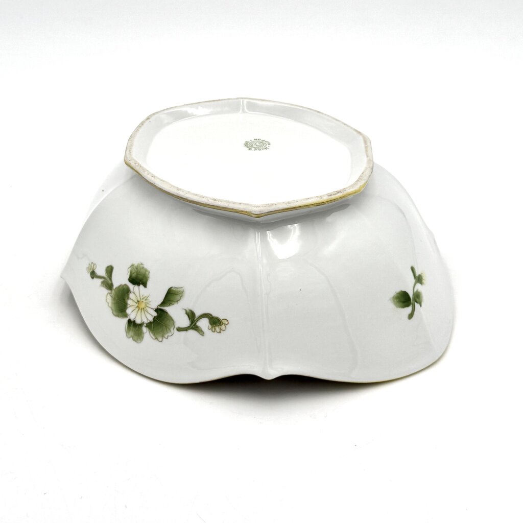 Nippon Hand Painted Iris And Daisy Gold Luster Accent Porcelain Bowl