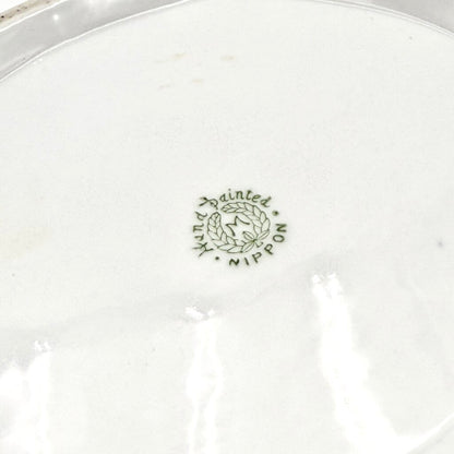 Nippon Hand Painted Iris And Daisy Gold Luster Accent Porcelain Bowl