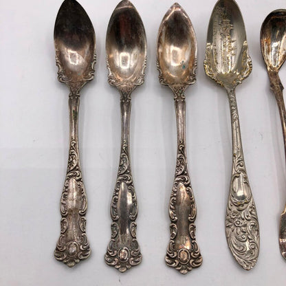 13pc Ornate Antique Silver Plate Spoons & Lemon Forks /b