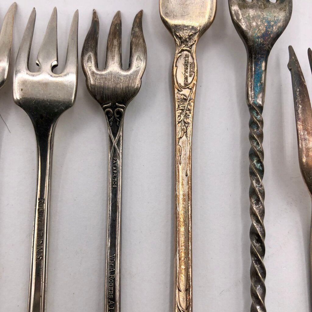 13pc Ornate Antique Silver Plate Spoons & Lemon Forks /b