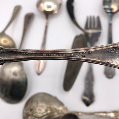12pc Ornate Antique Silver Plate Serving Flatware /b