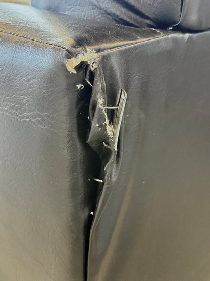 Black Leather Tufted Pull-Out Couch (HAS DAMAGE)