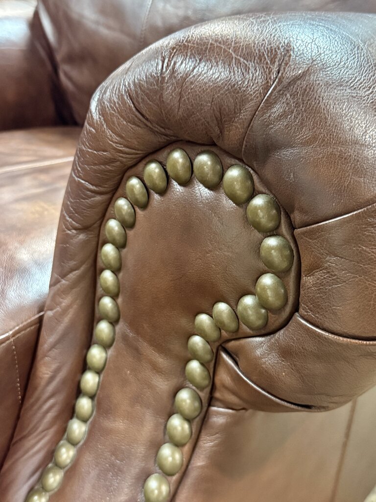 Dark Brown Leather Chair With Ottoman