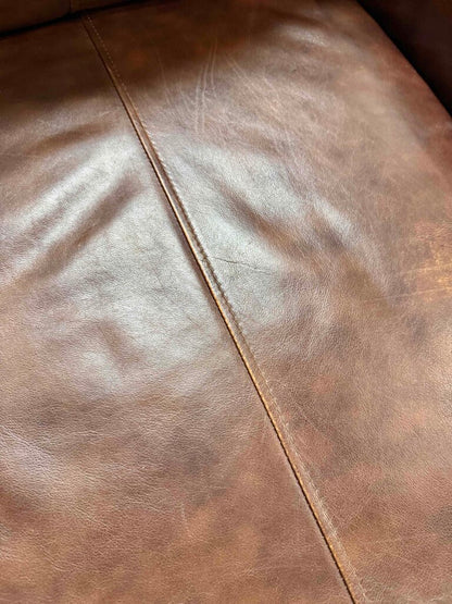 Dark Brown Leather Chair With Ottoman