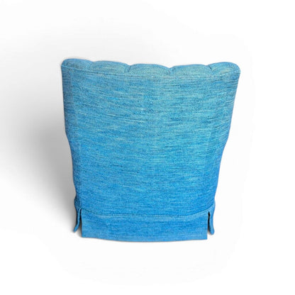 Blue Tweed Tufted Upholstered Swivel Armchair