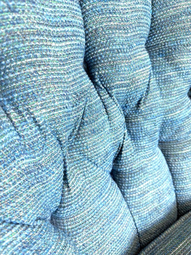 Blue Tweed Tufted Upholstered Swivel Armchair