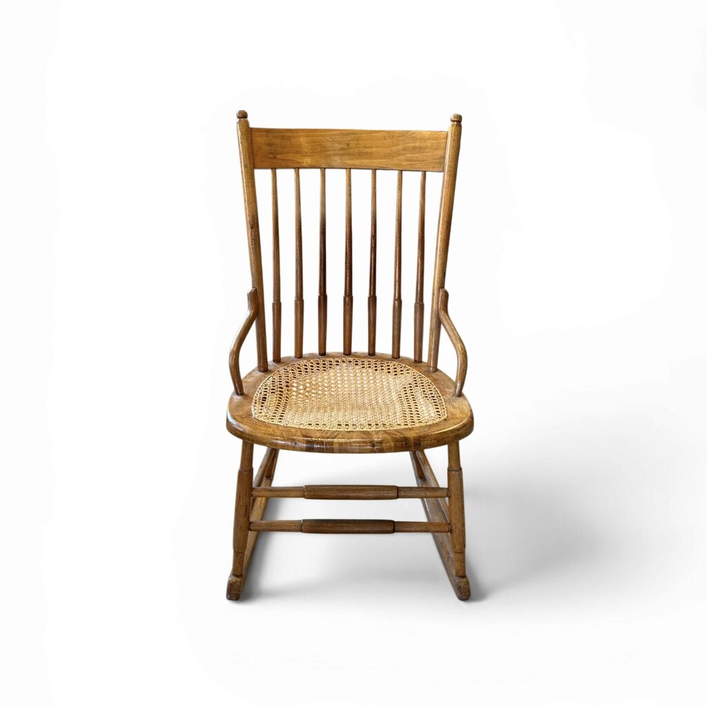 VTG Honey Colored Rattan Rocker
