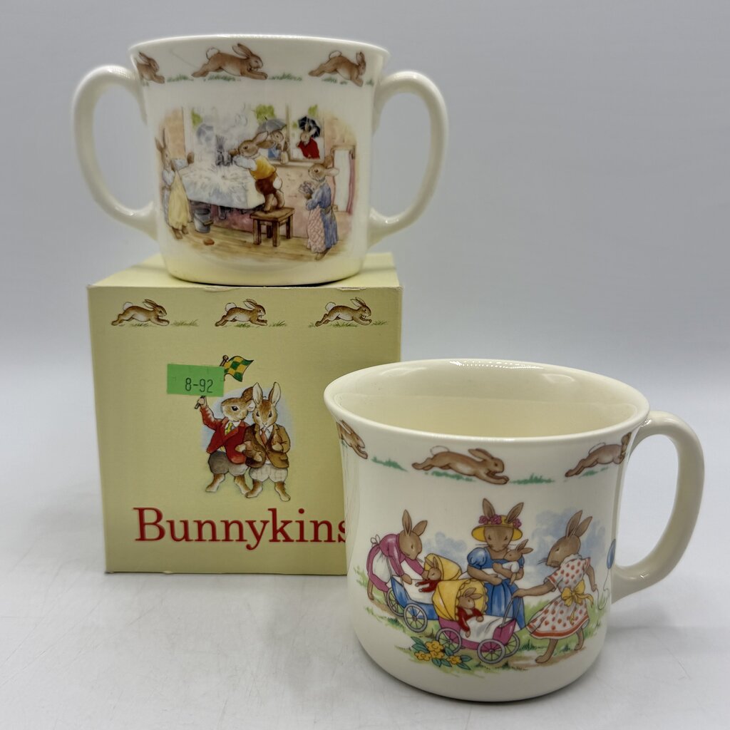Set of 2 Vintage Royal Doulton Fine Bone China Bunnykins Children’s Mugs Made in England /cb