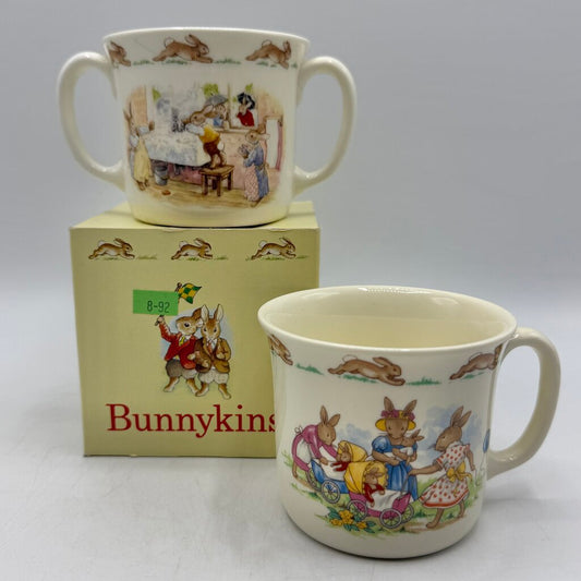 Set of 2 Vintage Royal Doulton Fine Bone China Bunnykins Children’s Mugs Made in England /cb