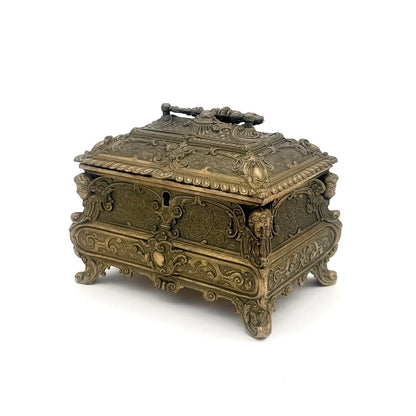 Antique 19th Century Bombe Louis XV Style Gilded Bronze Jewelry Box