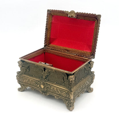 Antique 19th Century Bombe Louis XV Style Gilded Bronze Jewelry Box