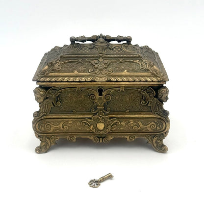 Antique 19th Century Bombe Louis XV Style Gilded Bronze Jewelry Box