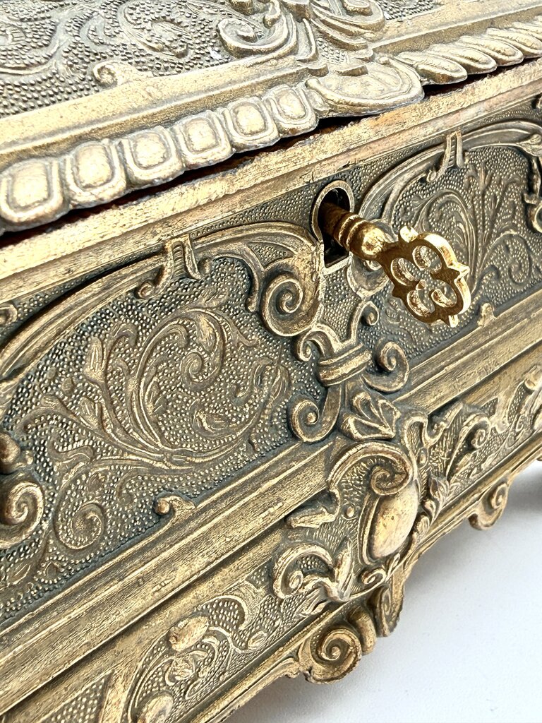 Antique 19th Century Bombe Louis XV Style Gilded Bronze Jewelry Box