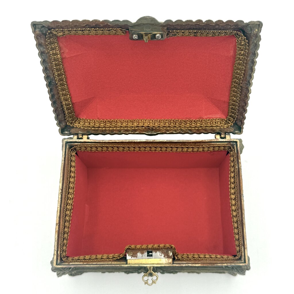 Antique 19th Century Bombe Louis XV Style Gilded Bronze Jewelry Box