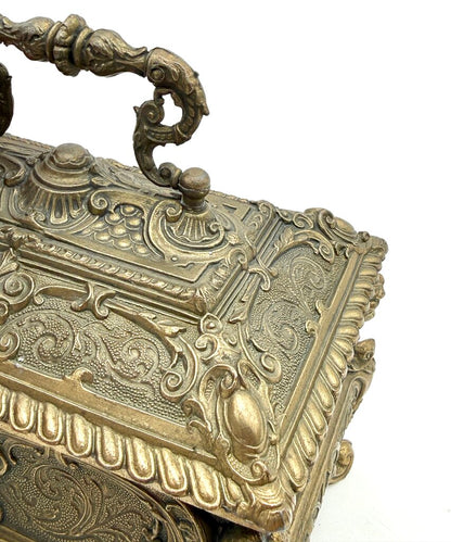 Antique 19th Century Bombe Louis XV Style Gilded Bronze Jewelry Box
