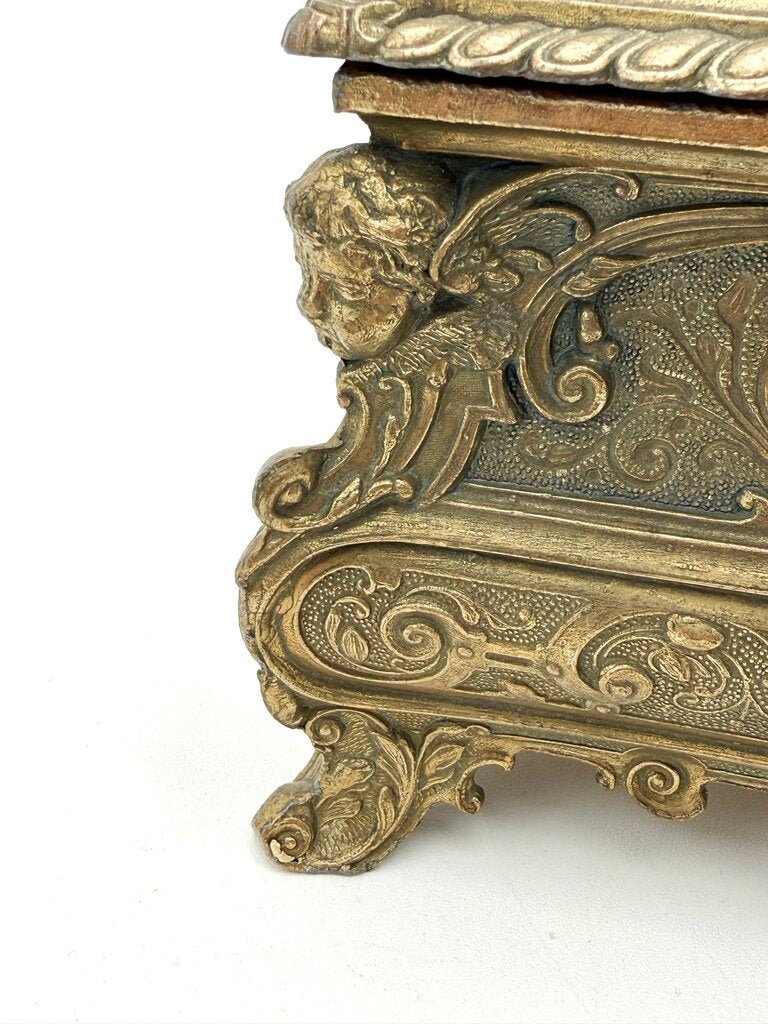 Antique 19th Century Bombe Louis XV Style Gilded Bronze Jewelry Box