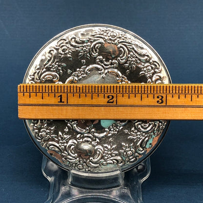 Vtg Towle Sterling Silver Mirrored Repoussé Vanity Jar Lid /b