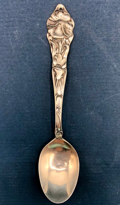 Antique SSMS Sterling Silver Floral Handle Spoon /b