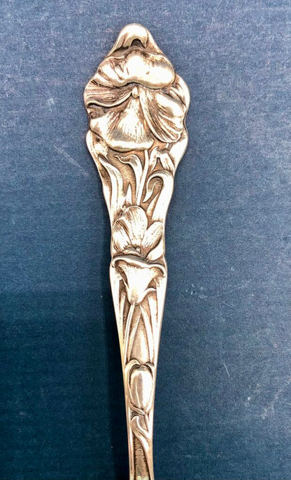 Antique SSMS Sterling Silver Floral Handle Spoon /b