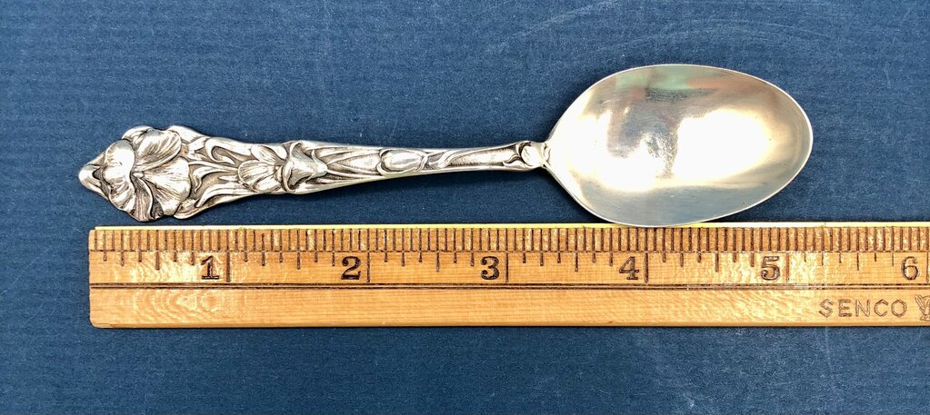 Antique SSMS Sterling Silver Floral Handle Spoon /b
