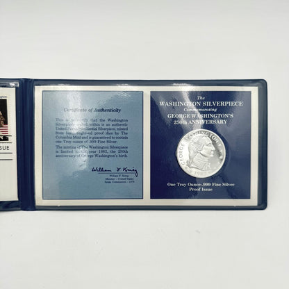George Washington 250th Anniversary One Troy Ounce .999 Silver Proof