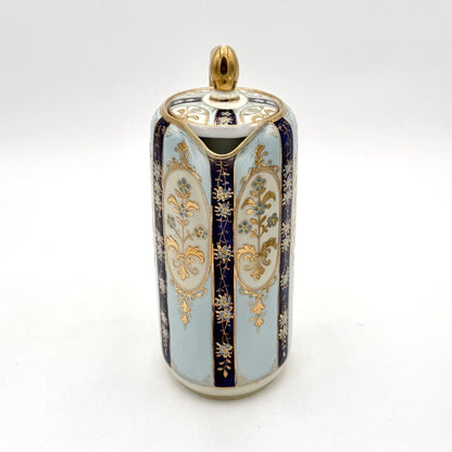 VTG Nippon Blue And Gold Floral Tea Pot With 4 Tea Cups