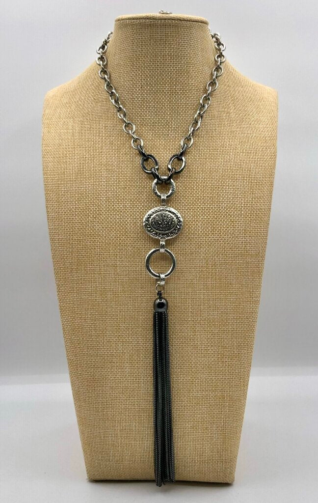 R.J. GRaziano Tassel Pendant Two Tone Statement Necklace /b