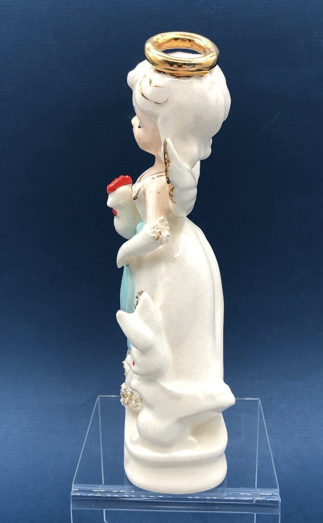 Vtg Knobler April Birthday Angel w/ Bunny, Basket & Hen /b