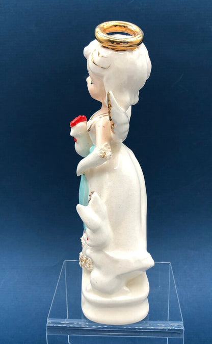 Vtg Knobler April Birthday Angel w/ Bunny, Basket & Hen /b