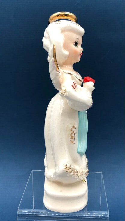 Vtg Knobler April Birthday Angel w/ Bunny, Basket & Hen /b