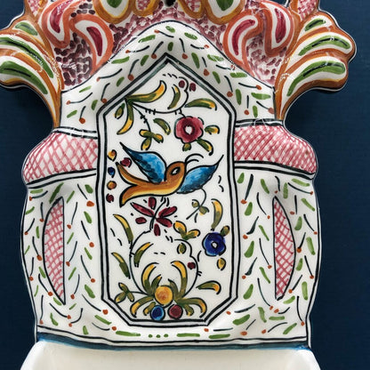 Portugal Ceramics De Coimbra Hand Painted Water Font/ Pocket /b