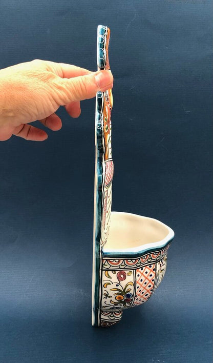 Portugal Ceramics De Coimbra Hand Painted Water Font/ Pocket /b