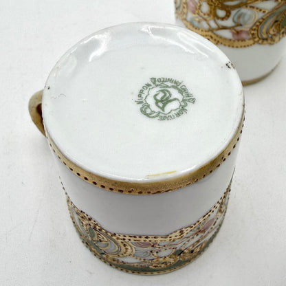 Antique Nippon 9 Pc Green and Gold Floral Chocolate Pot Tea Set