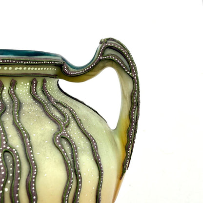 Antique Hand Painted Nippon Art Nouveau Style Willow Vine Moriage Vase