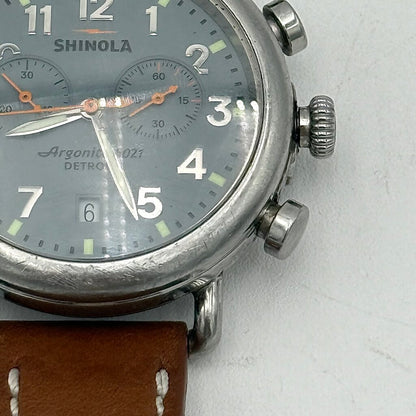Men's Shinola Runwell Blue Slate Dial with Tan Leather Strap Wristwatch (Not Working)