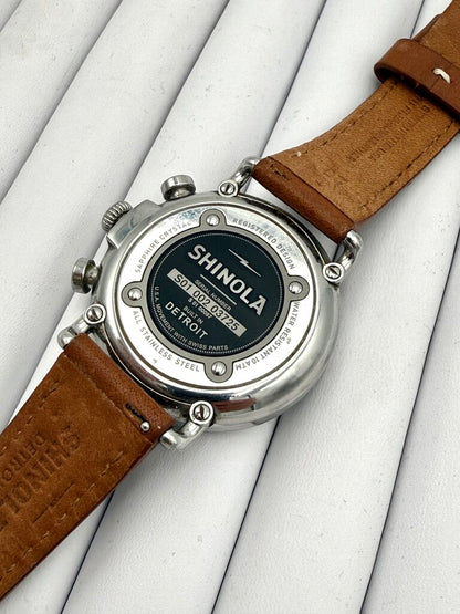 Men's Shinola Runwell Blue Slate Dial with Tan Leather Strap Wristwatch (Not Working)