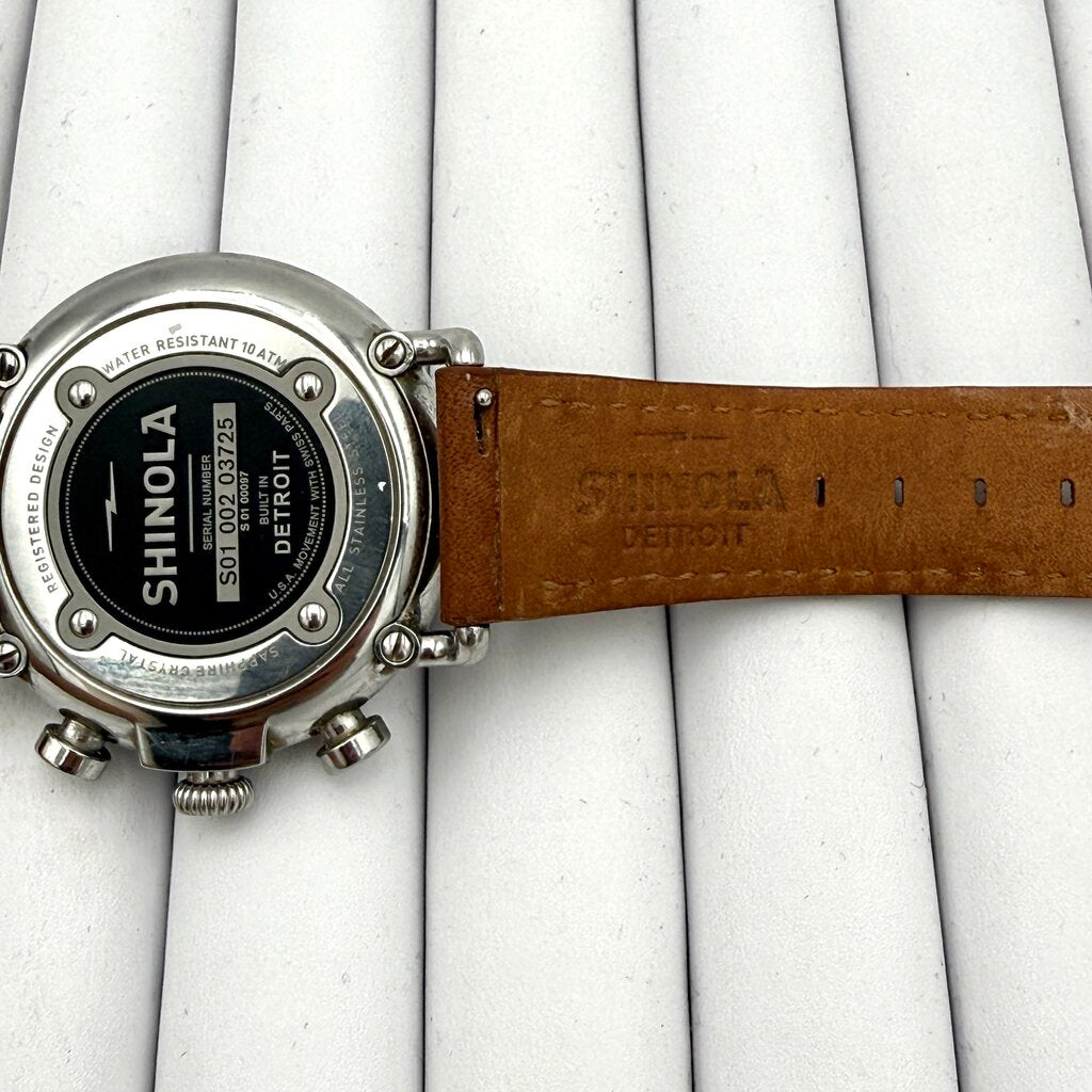 Men's Shinola Runwell Blue Slate Dial with Tan Leather Strap Wristwatch (Not Working)