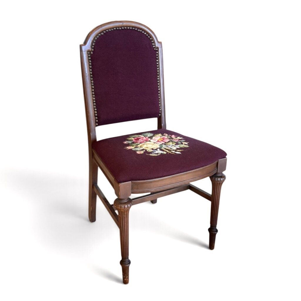 Purple Needle Point Floral Chair