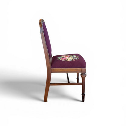 Purple Needle Point Floral Chair